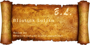 Blistyik Lolita névjegykártya